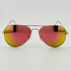 Ray-Ban Sunglasses Aviator Flash Lenses RB3035 Silver Frame Yellow/pink Lenses